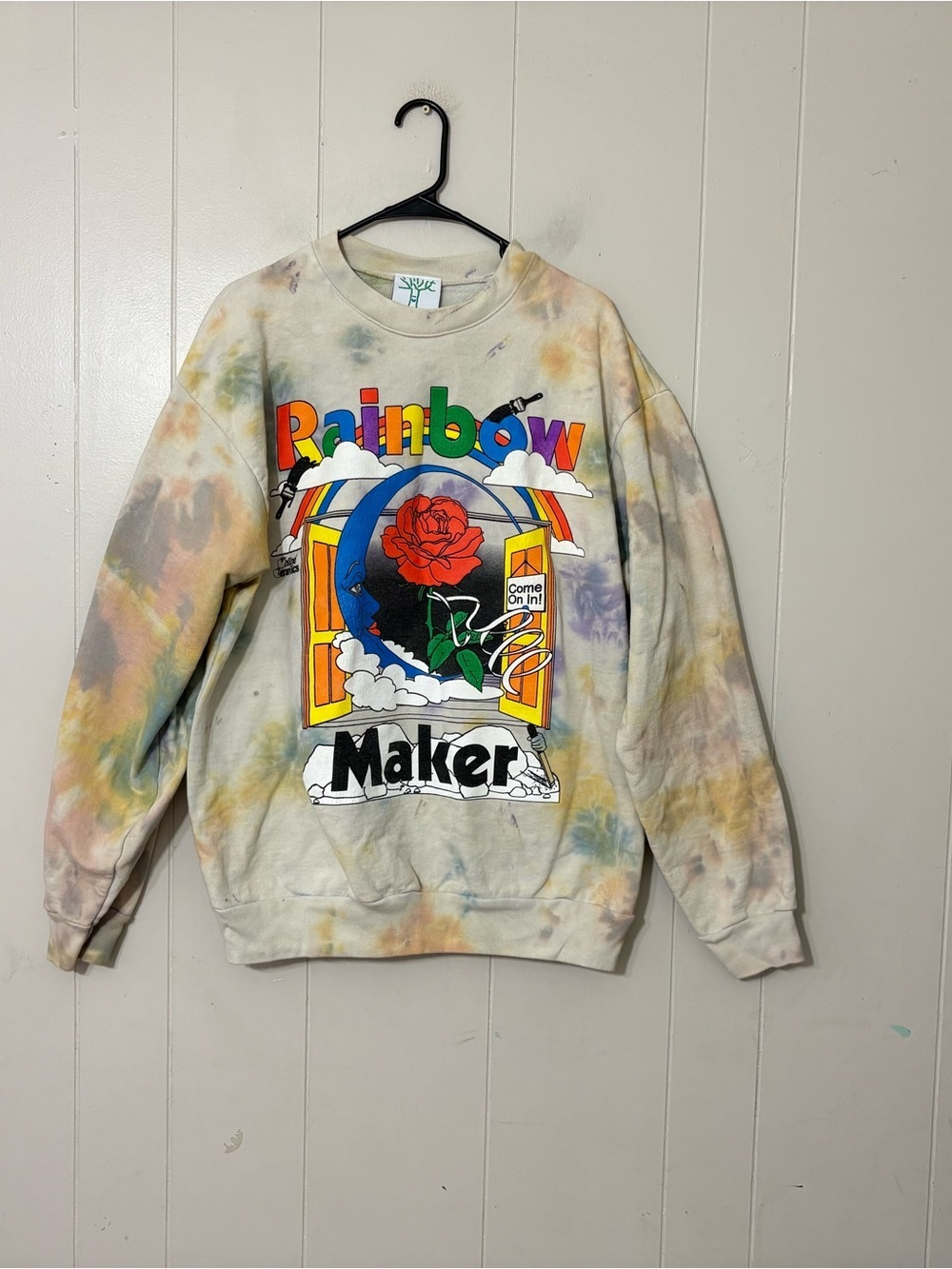 Online Ceramics Multicolor Tie Dye Rainbow Maker Sweatshirt Graphic Crewneck L